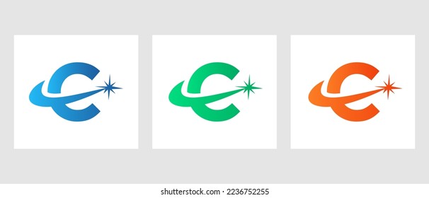 Letter C Spark Logo Design Vector Template