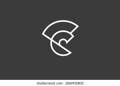 Letter C spartan line art logo design