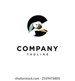 Letter C Spectacled Eider Logo Icon Vector