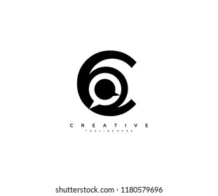 letter C speech bubble negative space logo