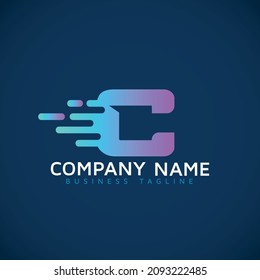 Letter C Speed motion fast Logo Design initial letter c icon Element