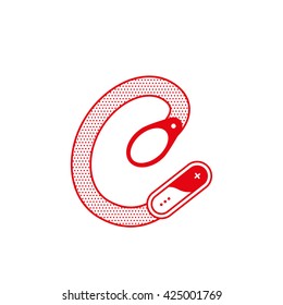 Letter C with spoon in minimal outline design. Letter spoon logo illustration for your identity or restaurant