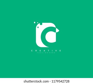 Letter C Square Application Pixel Shape Creative Modern Logo