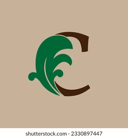 letter C square frames floral initial vector logo design for fashion and luxury lifestyle brand