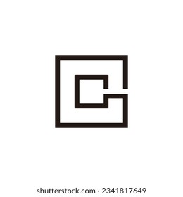 Letter C square, linear geometric symbol simple logo vector