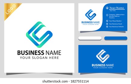 Letra C Square Round Colorful logo ilustrador vectorial de diseño, tarjeta de visita