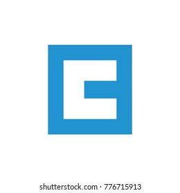 letter c square shape negative design logo