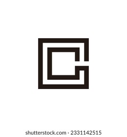 Letter C square, two lines geometric symbol simple logo vector