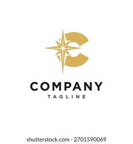 Letra C Estrella de Belén Logo Icon Vector