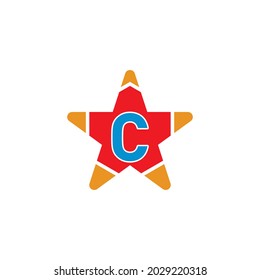 letter C with star logo concept. creative monogram logo for your corporate. letter C logo design template. isolated on white