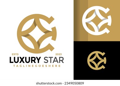 Letter C Star logo design vector symbol icon illustration