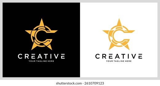 Letter C Star Logo Design Template