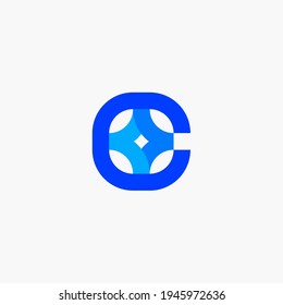 letter C star logo. editable and easy to custom