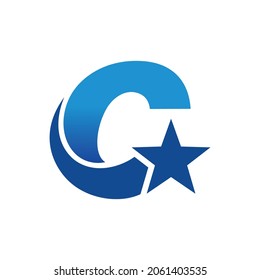 Letter C And Star Logo Template Vector