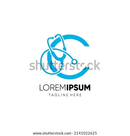 Letter C Stethoscope Logo Design Vector Icon Graphic Emblem Illustration 