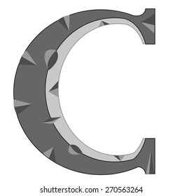 Letter C from stone on white background is insulated