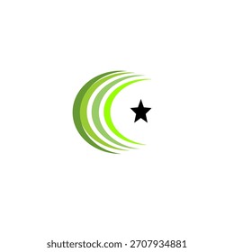 Letter C striped elegant with star. letter C logo design. C logo design
