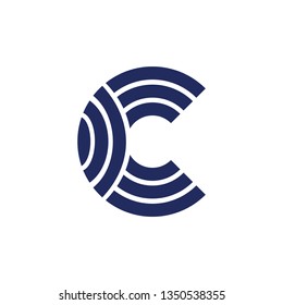 letter c stripes circle geometric logo vector