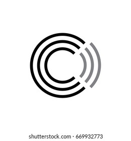 letter c stripes design logo vector