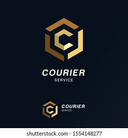 Letter C style courier service box logo vector illustration