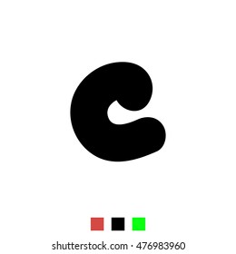 Letter C. Stylized letter of the English alphabet. Black font isolated on white background, the template element. For the logo, print, web design, icons.