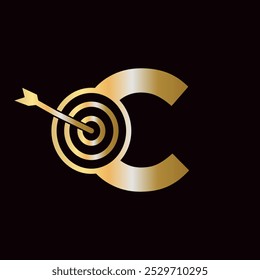 Letter C Success Logo Combine with Bow Target  Icon