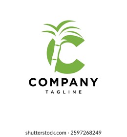 Letter C Sugarcane Logo Icon Vector