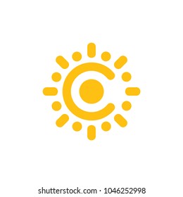 letter c sun light design logo vector