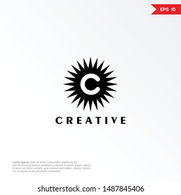 Letter C with sun logo icon design. Creative minimalism logotype icon symbol. eps10