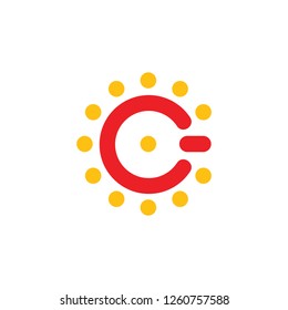 letter c sun power design logo vector