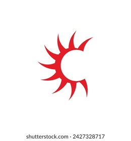 letter c sun rays simple swirl logo vector 