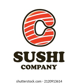 Buchstabe c mit Sushi-Logo-Vorlage
