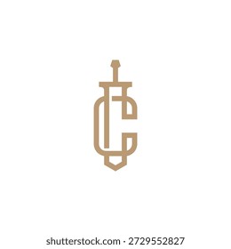 Letra C Espada Diseño de Logo 
