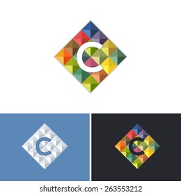 Letter c Symbol Triangle Low Poly Style Vector Graphic Icons, Logo, Sign Template