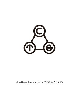 Letra C, T y B tres círculos símbolo geométrico simple vector de logotipo