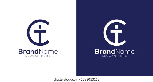 Plantilla de diseño de logotipo Carta C T Christian plus