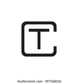 Letter C And T Monogram Square Shape Logo Black