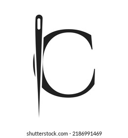 Buchstaben C-Schneiderlogo, Nadelkombination und Thread-Kombination für Stickereien, Textilien, Mode, Kleidung, Stoffvorlage