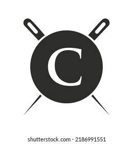 Buchstaben C-Schneiderlogo, Nadelkombination und Thread-Kombination für Stickereien, Textilien, Mode, Kleidung, Stoffvorlage