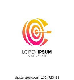 Letter C Target Initial Logo Design Vector Icon Graphic Emblem Illustration