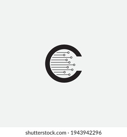 Plantilla de diseño del logotipo técnico de la letra C. logotipo de tecnología para la empresa. Ilustración vectorial.