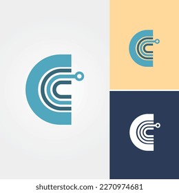 Vector de diseño de logotipo tecnológico de la letra c