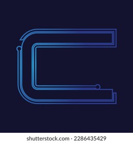 Letter C Tech Logo Design Vector