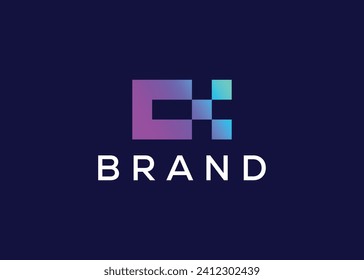 Letter C tech vector monogram logo design template