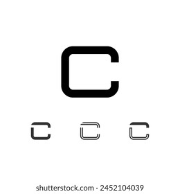 Letter C, technical digital alphabet font, including set from four of different types, vector illustration 10eps