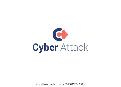 Letter C technological arrow cyber attack logo