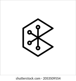Tecnología de la letra C en el logotipo del vector de color negro