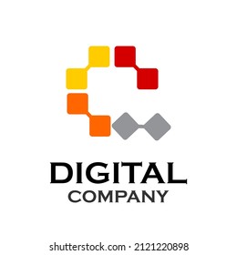 Letter c  technology design logo template illustration
