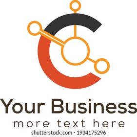 Logo de contacto digital de la tecnología de la letra c