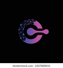 letter C Technology, digital interfaces logo concepts, C tech logo design